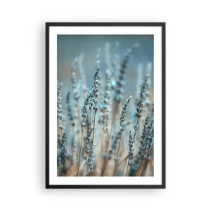 Poster in einem schwarzem Rahmen - Zarte Lavendelblüten auf pastellfarbenem Hintergrund - 50x70cm - Duftendes Kornfeld - Moderne Wanddekoration für Wohnzimmer und Schlafzimmer ARTTOR