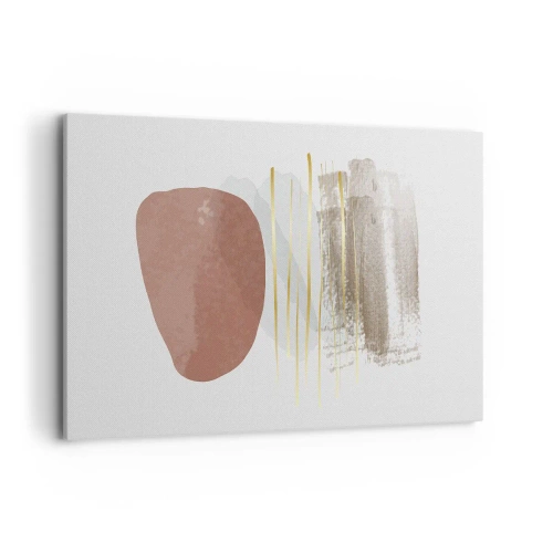 Bild auf Leinwand - Leinwandbild - Abstrakte Komposition in Beige- und Goldtönen - 120x80cm - Abstrakte Kolonnade - Moderne Wanddekoration für Wohnzimmer und Schlafzimmer ARTTOR