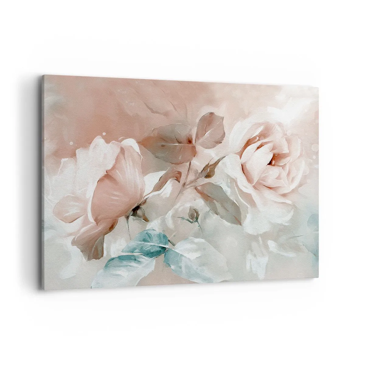 Bild auf Leinwand - Leinwandbild - Zarte Rosen in Pastelltönen auf hellem Untergrund - 100x70cm - Geist der Romantik - Moderne Wanddekoration für Wohnzimmer und Schlafzimmer ARTTOR