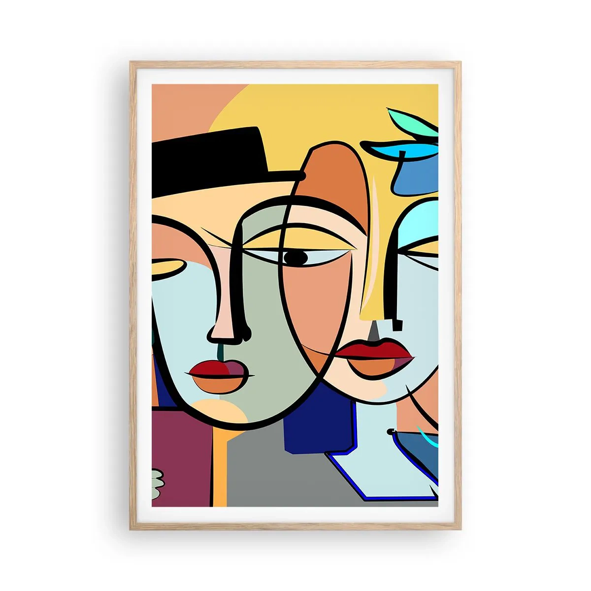 Poster in einem Rahmen aus heller Eiche - Picassos randez vous - 70x100 cm