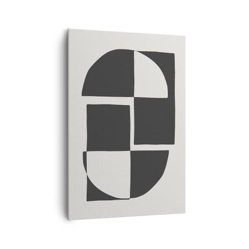 Bild auf Leinwand - Leinwandbild - Abstrakte geometrische Formen in Schwarz und Weiß - 70x100cm - Antithese - Synthese - Moderne Wanddekoration für Wohnzimmer und Schlafzimmer ARTTOR