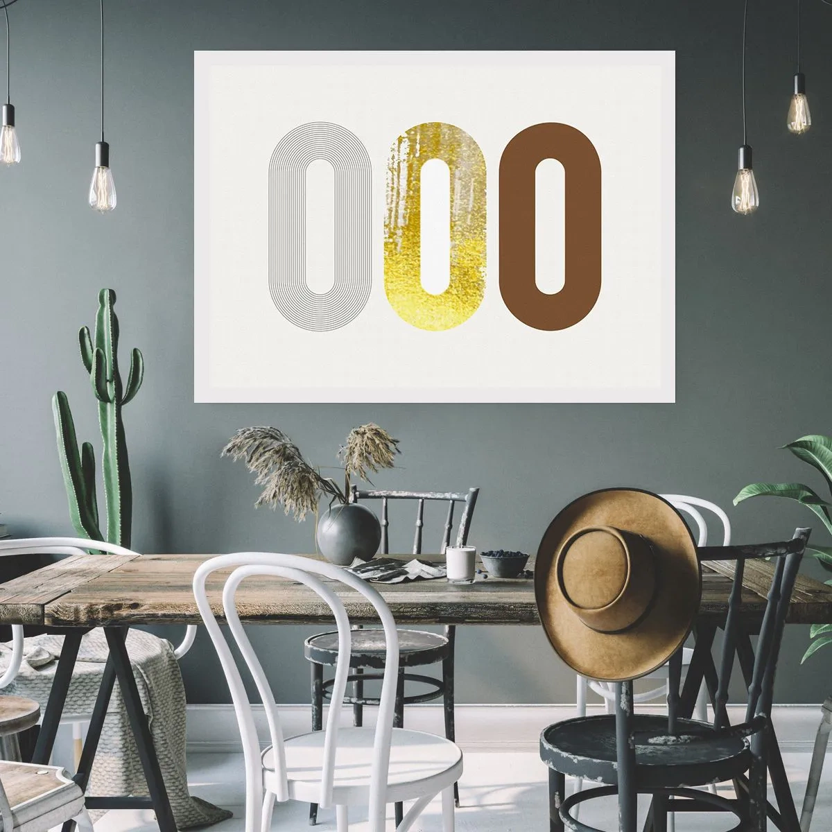 Poster - Abstraktes Motiv aus drei geometrischen Formen - 100x70cm - Oooh! - Moderne Wanddekoration für Wohnzimmer und Schlafzimmer ARTTOR