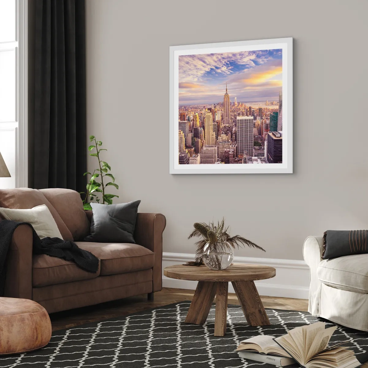 Poster in einem weißen Rahmen - Nur nach den Wolken greifen - 60x60 cm