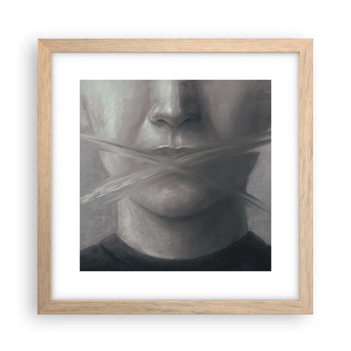 Poster in einem Rahmen aus heller Eiche - Ohne ein Wort - 30x30 cm