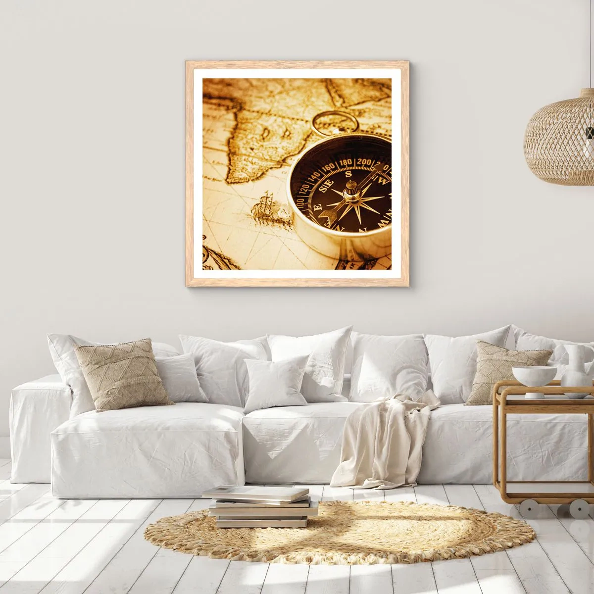 Poster in einem Rahmen aus heller Eiche - Ost oder West? - 50x50 cm