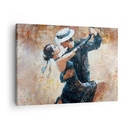 Bild auf Leinwand - Leinwandbild - Ein Paar tanzt Tango in einem romantischen, eleganten Stil - 70x50cm - A la Rudolf Valentino - Moderne Wanddekoration für Wohnzimmer und Schlafzimmer ARTTOR