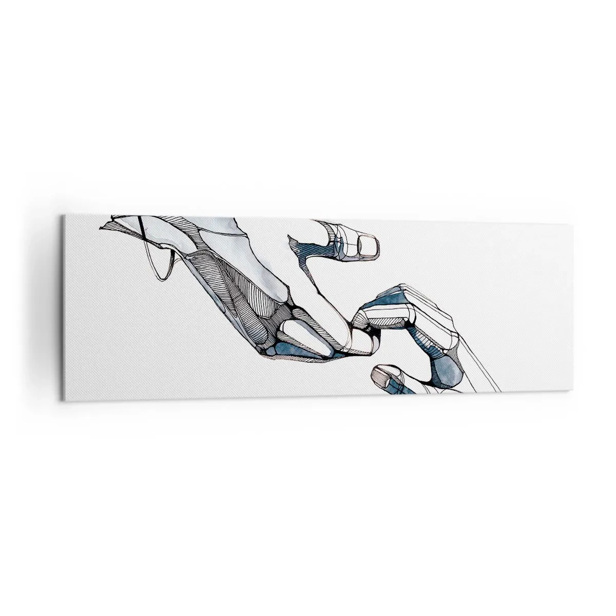 Bild auf Leinwand - Leinwandbild - Künstlerische Darstellung einer Hand in minimalistischer und geometrischer Form - 160x50cm - Eine gute Geste - Moderne Wanddekoration für Wohnzimmer und Schlafzimmer ARTTOR