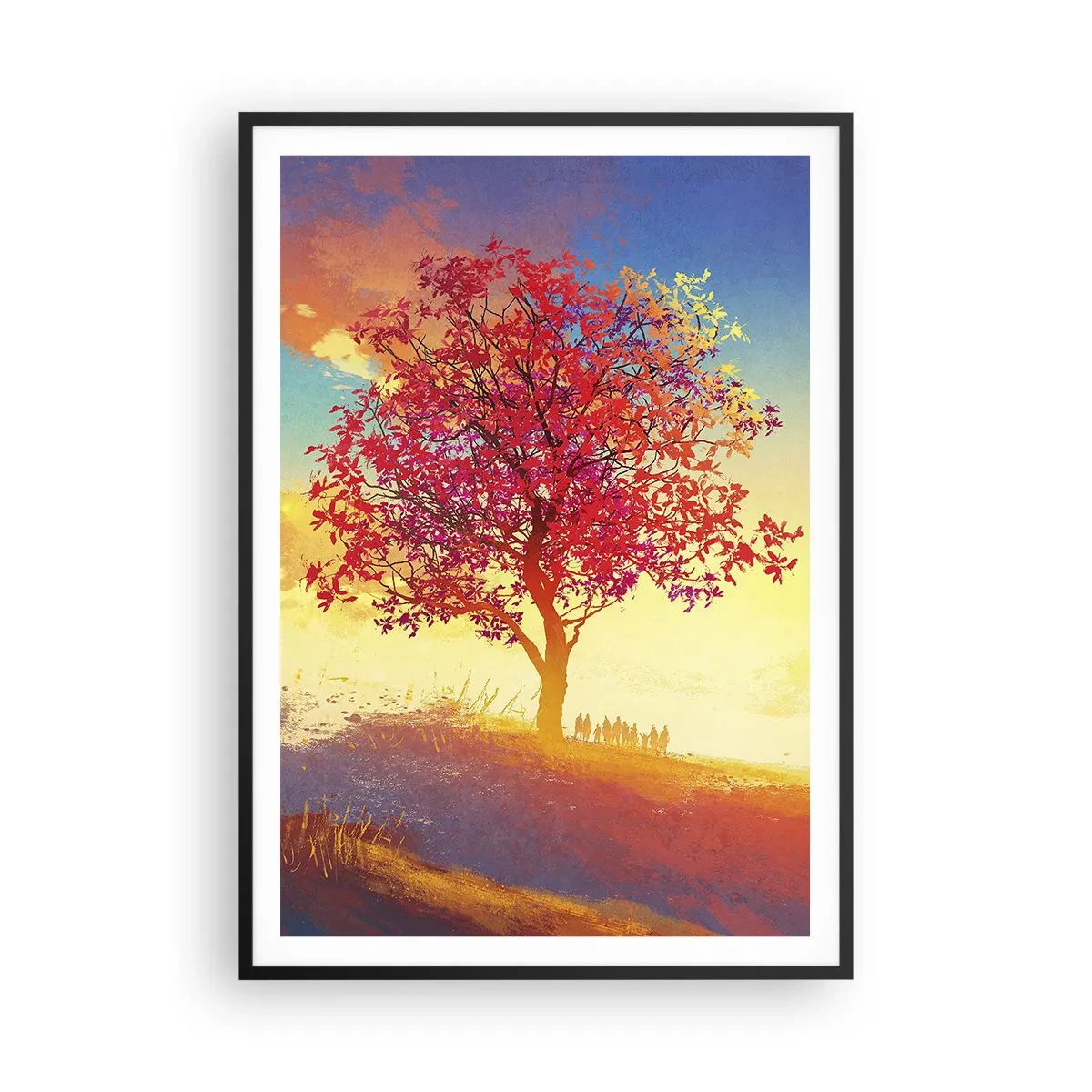 Poster in einem schwarzem Rahmen - Pilger am Ziel - 70x100 cm