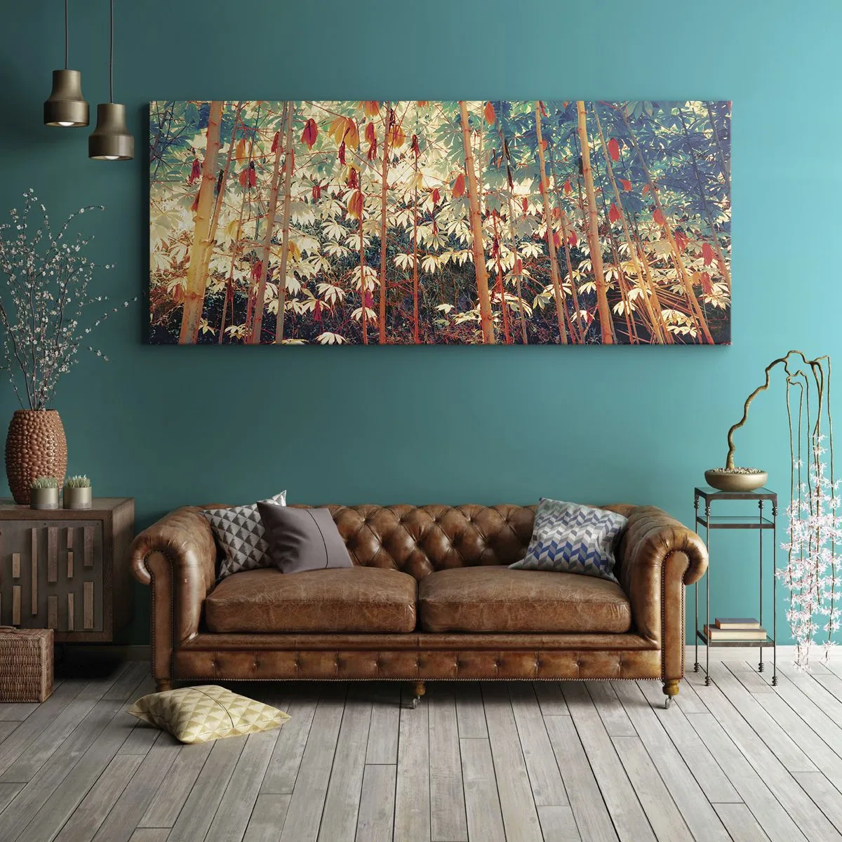 Bild auf Leinwand - Leinwandbild - Das geheime Leben der Blätter - 100x40 cm
