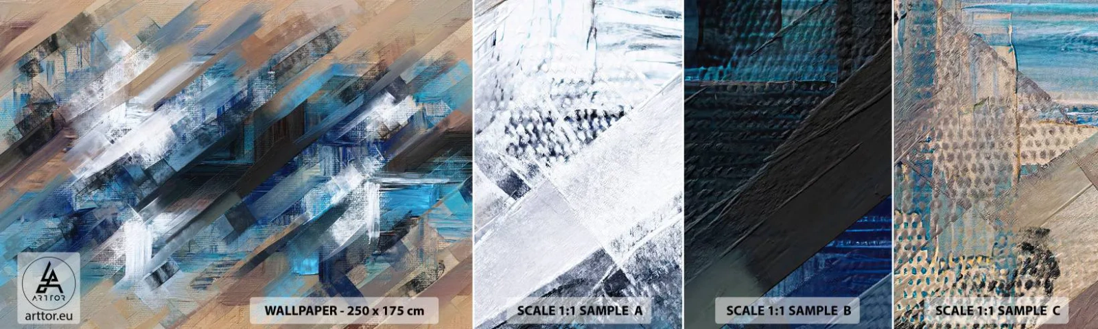 Fototapetenmuster Standard Eco - Auf einer blauen Diagonale - Stück, Abstraktion, Farben - 100x30 cm