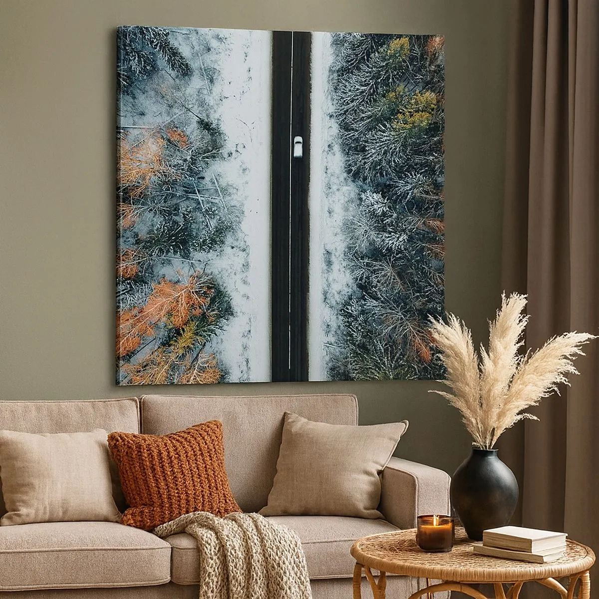 Bild auf Leinwand - Leinwandbild - Schnitt durch den Winterwald - 30x30 cm