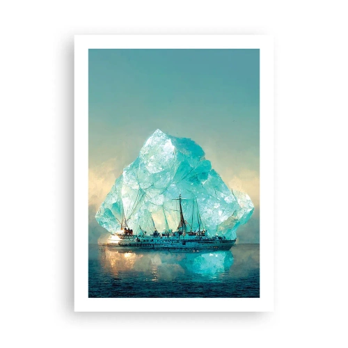 Poster - Ein Schiff in der Nähe eines riesigen Eisbergs - 50x70cm - Arktischer Diamant - Moderne Wanddekoration für Wohnzimmer und Schlafzimmer ARTTOR