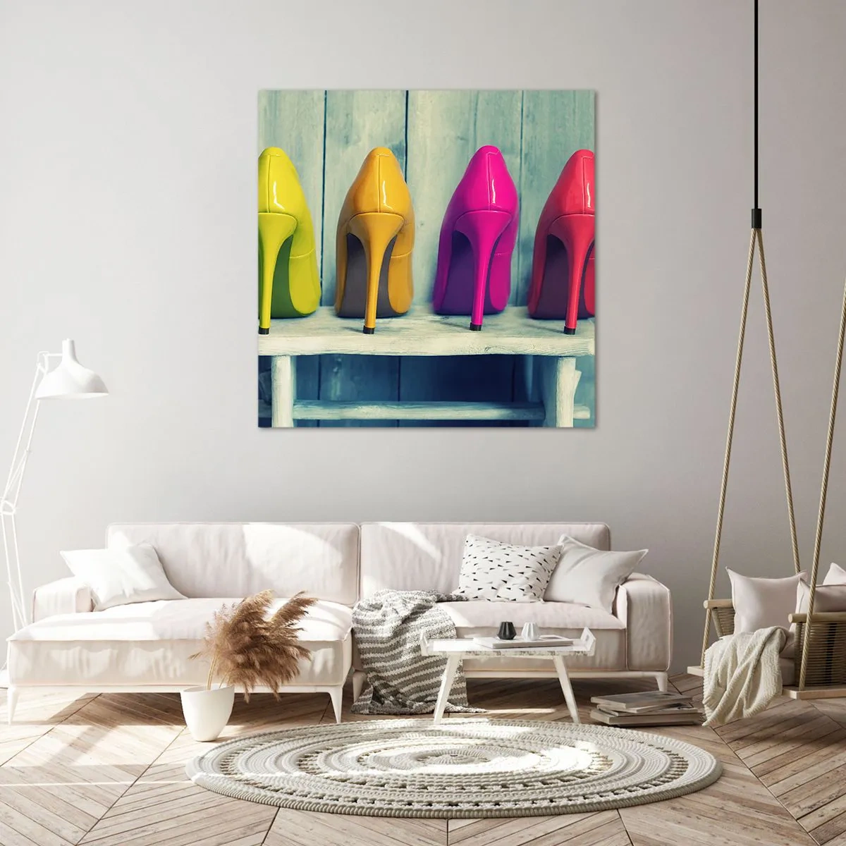 Bild auf Leinwand - Leinwandbild - Spazierengehen auf dem Regenbogen - 50x50 cm