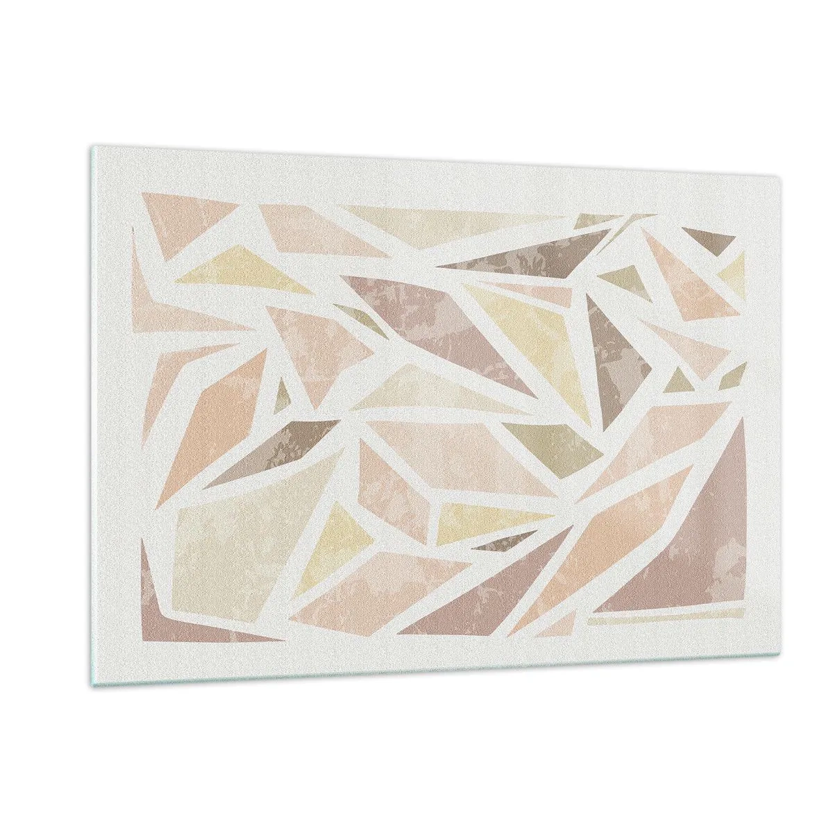 Glasbild - Bild auf glas - Geometrisches Mosaik in Pastellfarben auf hellem Hintergrund - 120x80cm - Buntglas-Komposition - Moderne Wanddekoration für Wohnzimmer und Schlafzimmer ARTTOR