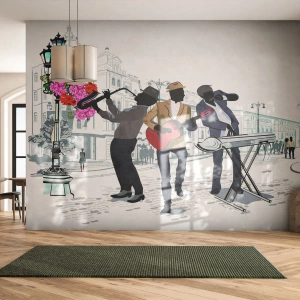 Fototapete Premium Sand - Straßenmusik - Musik, Gitarre, Band - 200x140 cm