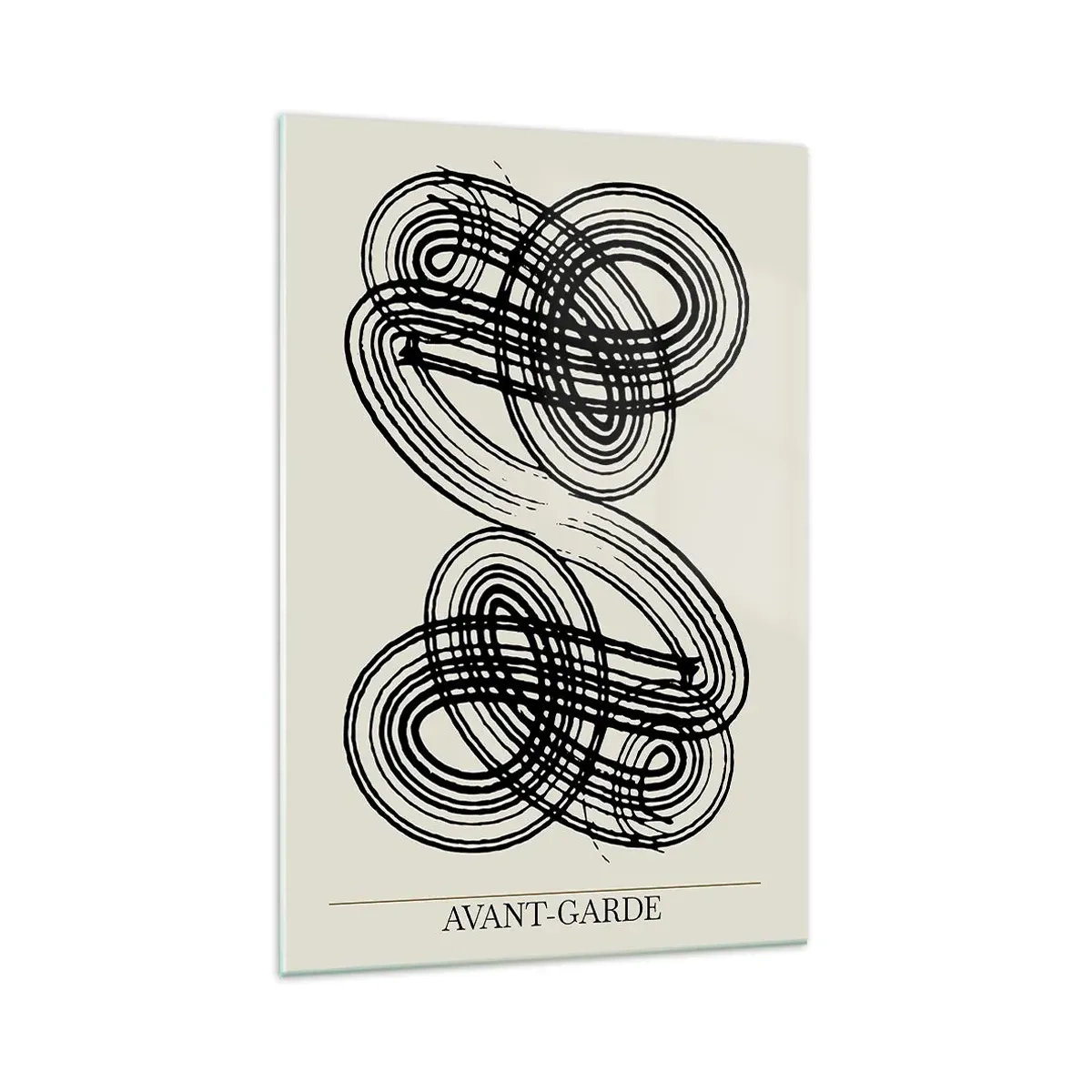 Glasbild - Bild auf glas - Abstrakte schwarze Linien auf hellem Hintergrund im Avantgarde-Stil. - 70x100cm - Es kam spontan heraus - Moderne Wanddekoration für Wohnzimmer und Schlafzimmer ARTTOR