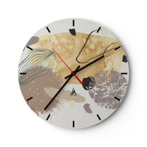 Wanduhr - Glasuhr - Künstlerische Abstraktion in Beige- und Brauntönen - 30x30cm - Angewandte Plumkologie - Moderne Wanddekoration für Wohnzimmer, Küche und Schlafzimmer ARTTOR