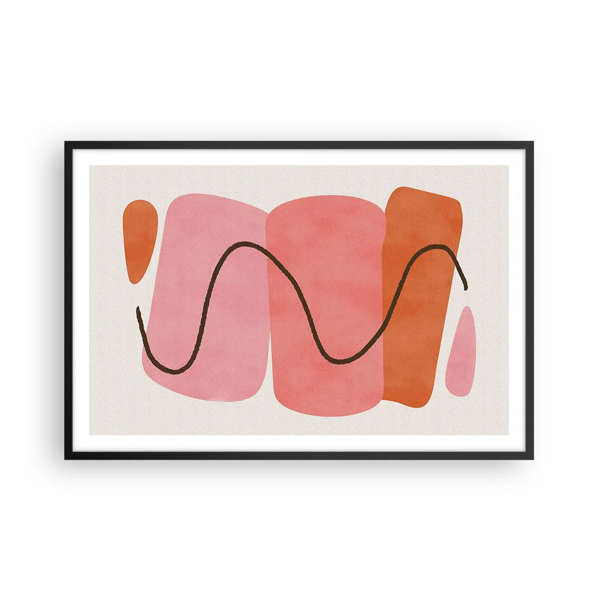 Poster in einem schwarzem Rahmen - Sanfte Bewegung der Formen - 91x61 cm