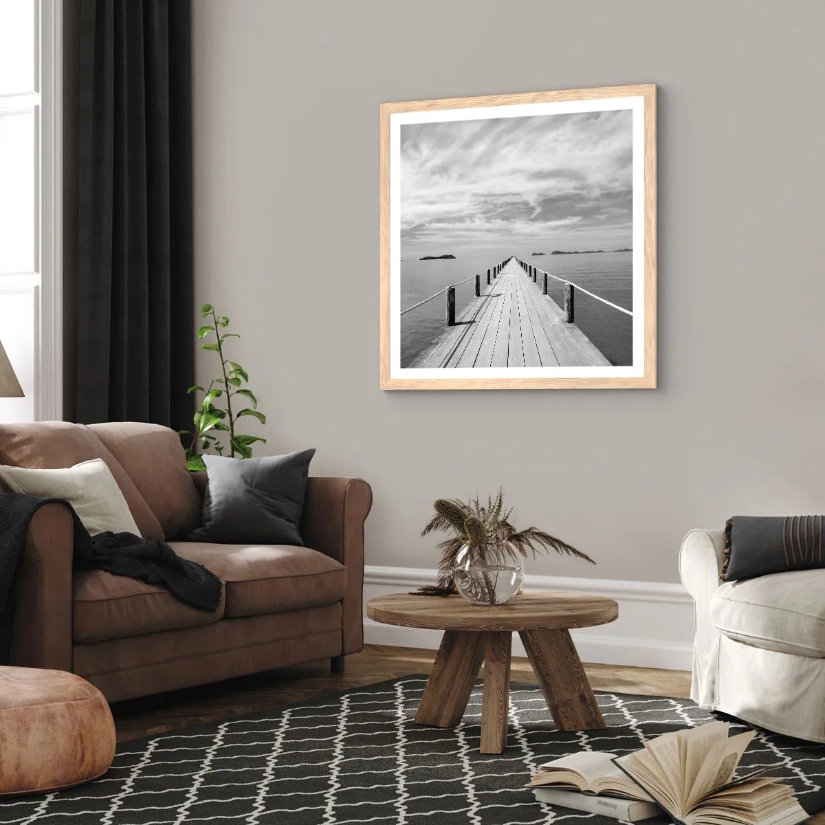 Poster in einem Rahmen aus heller Eiche - Oder vielleicht eine Reise ... - 60x60 cm