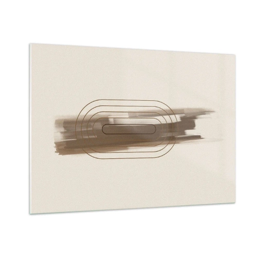 Glasbild - Bild auf glas - Abstraktion in Brauntönen mit minimalistischem Muster - 100x70cm - Ein Hauch von Grau - Moderne Wanddekoration für Wohnzimmer und Schlafzimmer ARTTOR