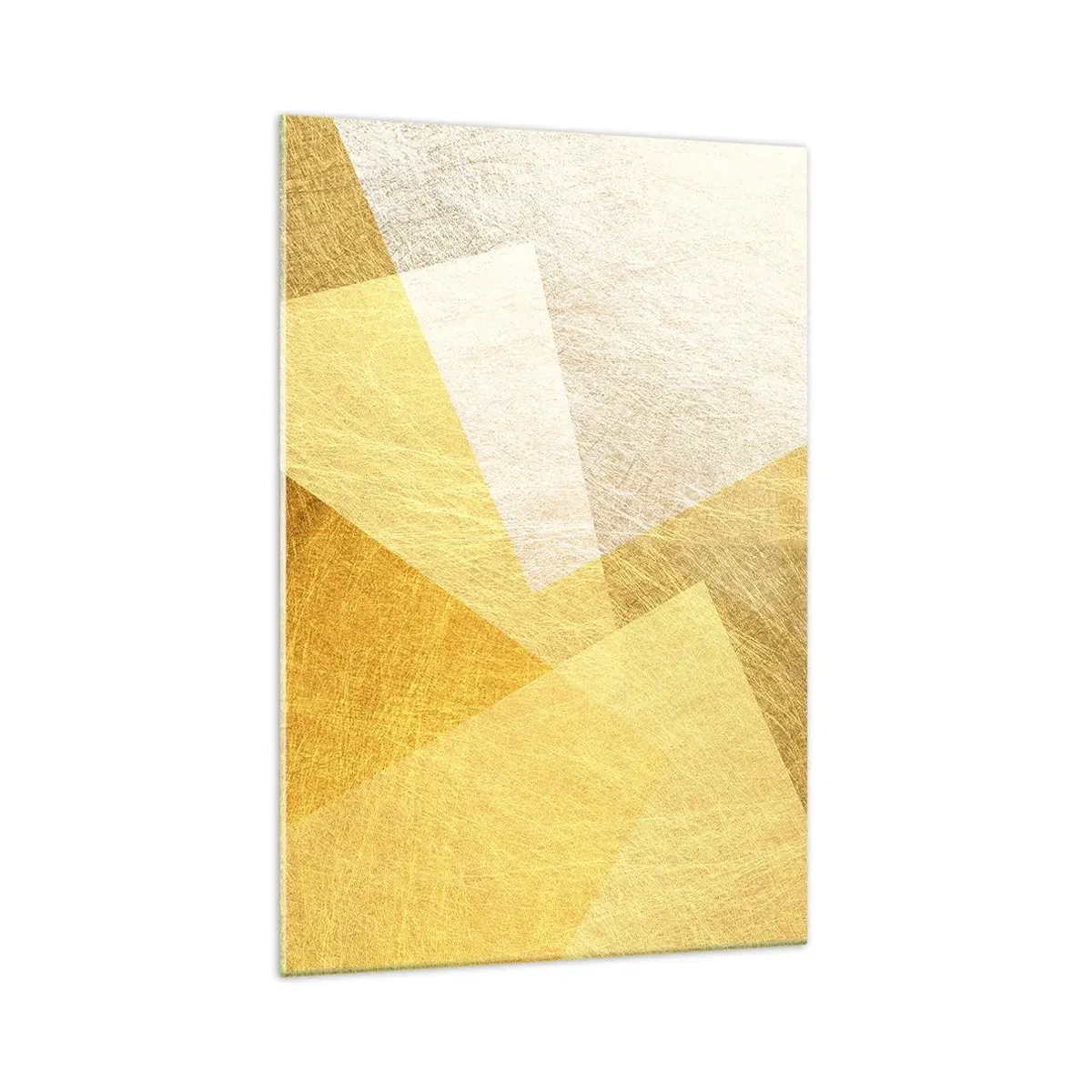 Glasbild - Bild auf glas - Geometrische Formen in Gold und hellen Farbtönen - 70x100cm - Geometriewetter - Moderne Wanddekoration für Wohnzimmer und Schlafzimmer ARTTOR