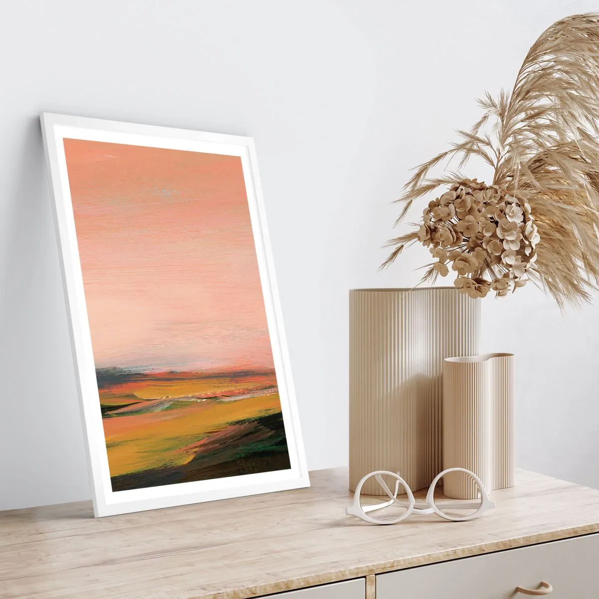 Poster in einem weißen Rahmen - In Rosatönen - 30x40 cm