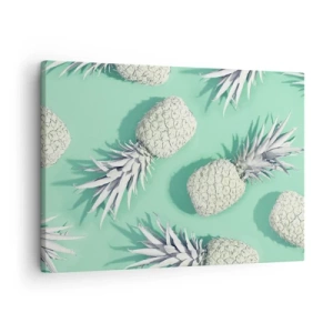 Bild auf Leinwand - Leinwandbild - Weiße Ananas auf pastellfarbenem Hintergrund im minimalistischen Stil - 70x50cm - Das passt gut zu Minze - Moderne Wanddekoration für Wohnzimmer und Schlafzimmer ARTTOR
