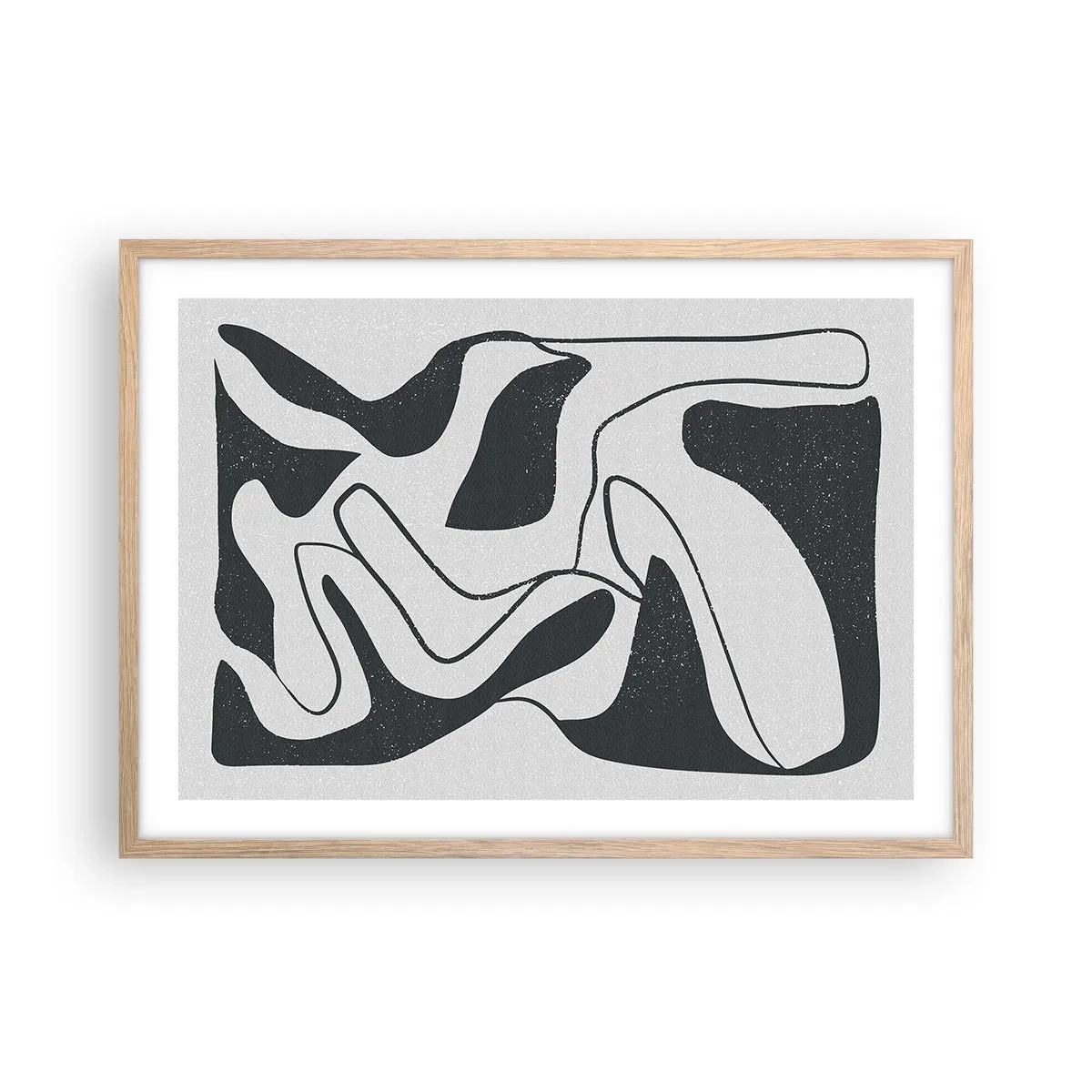 Poster in einem Rahmen aus heller Eiche - Abstraktes Spiel im Labyrinth - 70x50 cm
