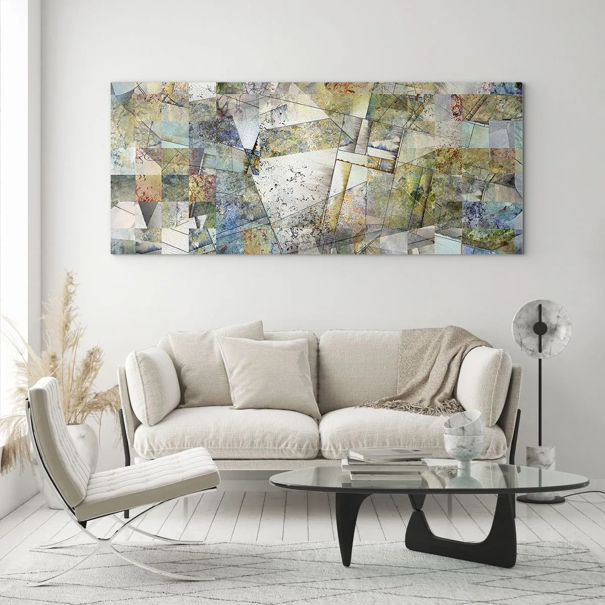 Glasbild - Bild auf glas - Geometrische Mischung - 100x40 cm