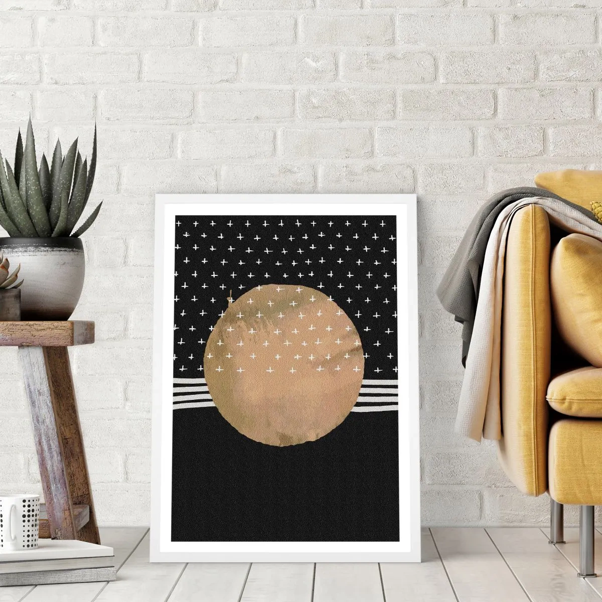 Poster in einem weißen Rahmen - Komposition: Galaxienflagge - 40x50 cm