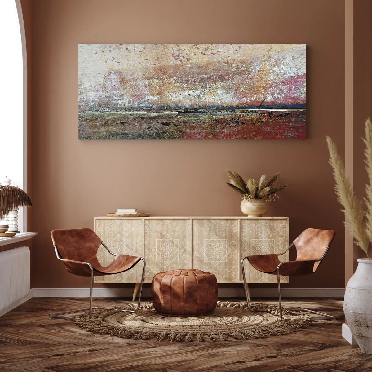 Bild auf Leinwand - Leinwandbild - Eine abstrakte Komposition, inspiriert vom Meer und der Natur. - 160x50cm - Vielleicht liegt es am Meer - Moderne Wanddekoration für Wohnzimmer und Schlafzimmer ARTTOR