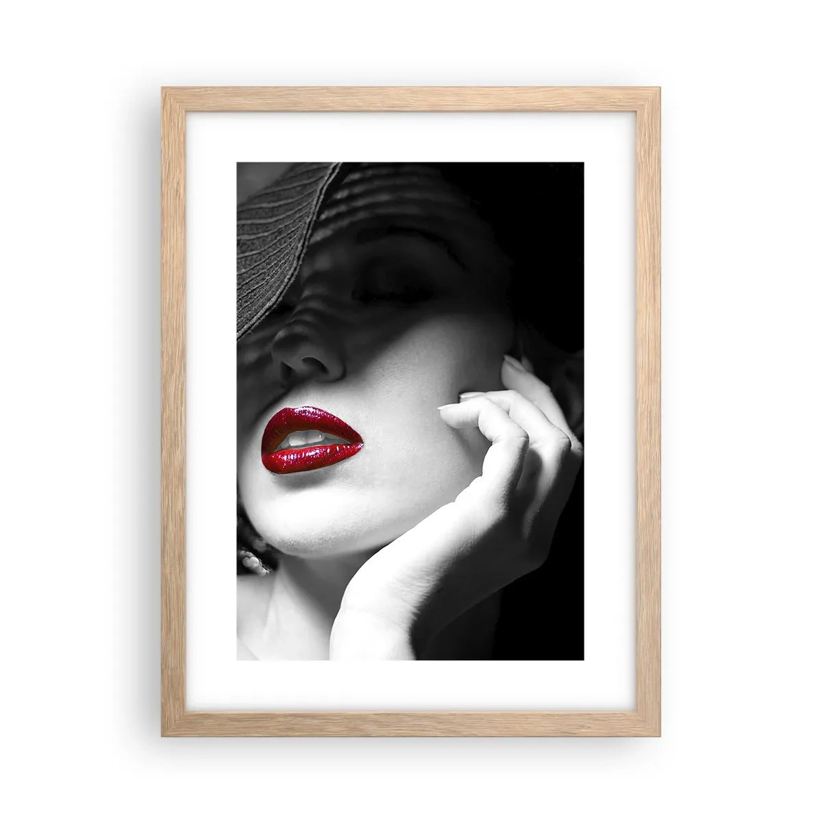 Poster in einem Rahmen aus heller Eiche - Eine Studie in Scharlachrot - 30x40 cm
