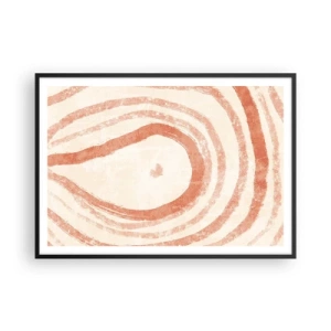 Poster in einem schwarzem Rahmen - Ein abstraktes Motiv aus konzentrischen Linien in Terrakotta-Tönen. - 100x70cm - Korallenkreise – Komposition - Moderne Wanddekoration für Wohnzimmer und Schlafzimmer ARTTOR