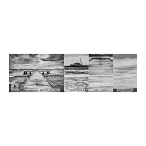 Fototapeten Muster Premium Sand - Ich warte darauf, dass der Wind wegjagt... - Landschaft, Holzbrücke, Meer - 100x30 cm