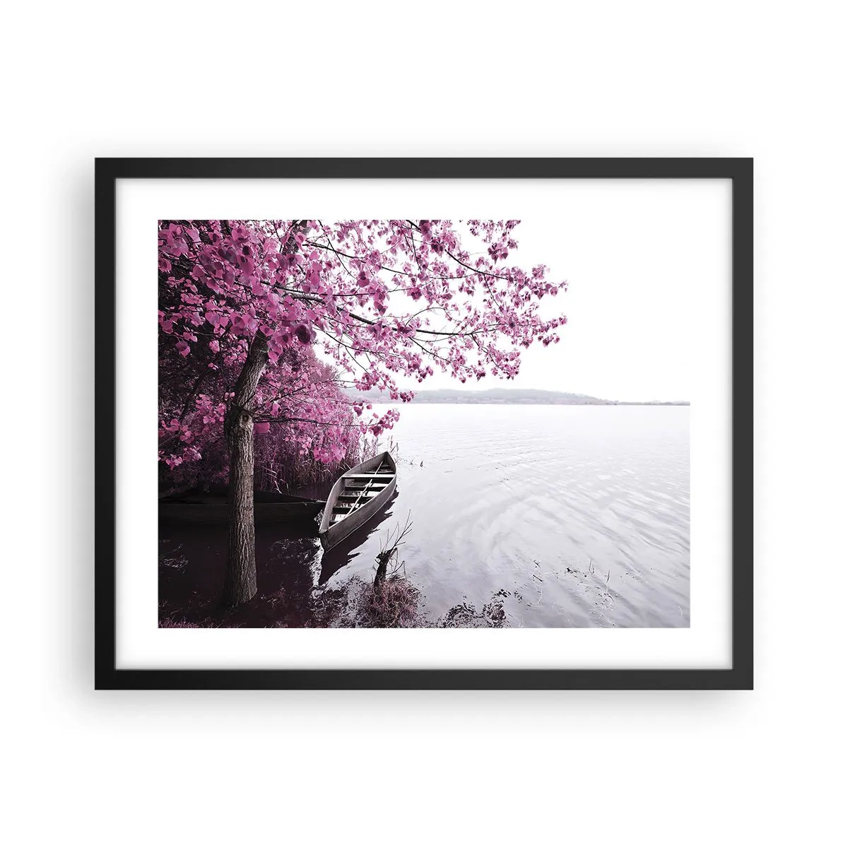 Poster in einem schwarzem Rahmen - In rosa Stille - 50x40 cm