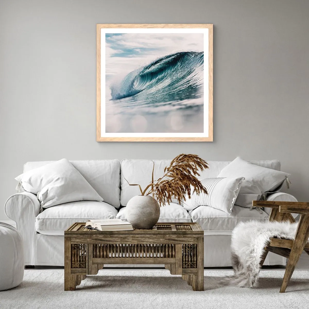 Poster in einem Rahmen aus heller Eiche - Wasserspitze - 30x30 cm