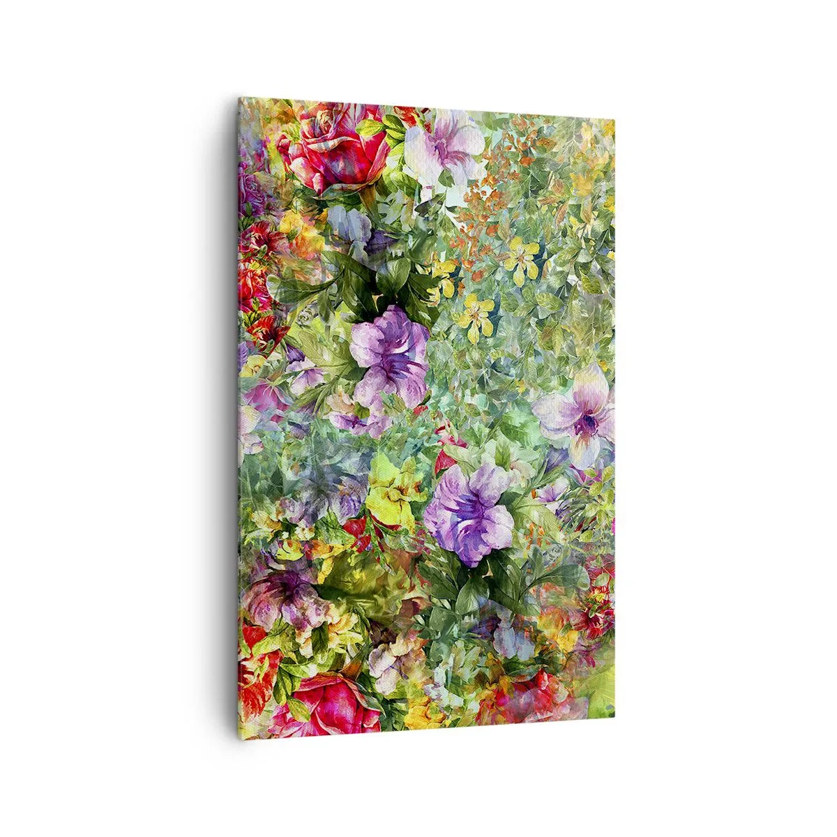 Bild auf Leinwand - Leinwandbild - Ein buntes Blumenarrangement auf grünem Hintergrund - 80x120cm - In Blumen für das Verderben - Moderne Wanddekoration für Wohnzimmer und Schlafzimmer ARTTOR