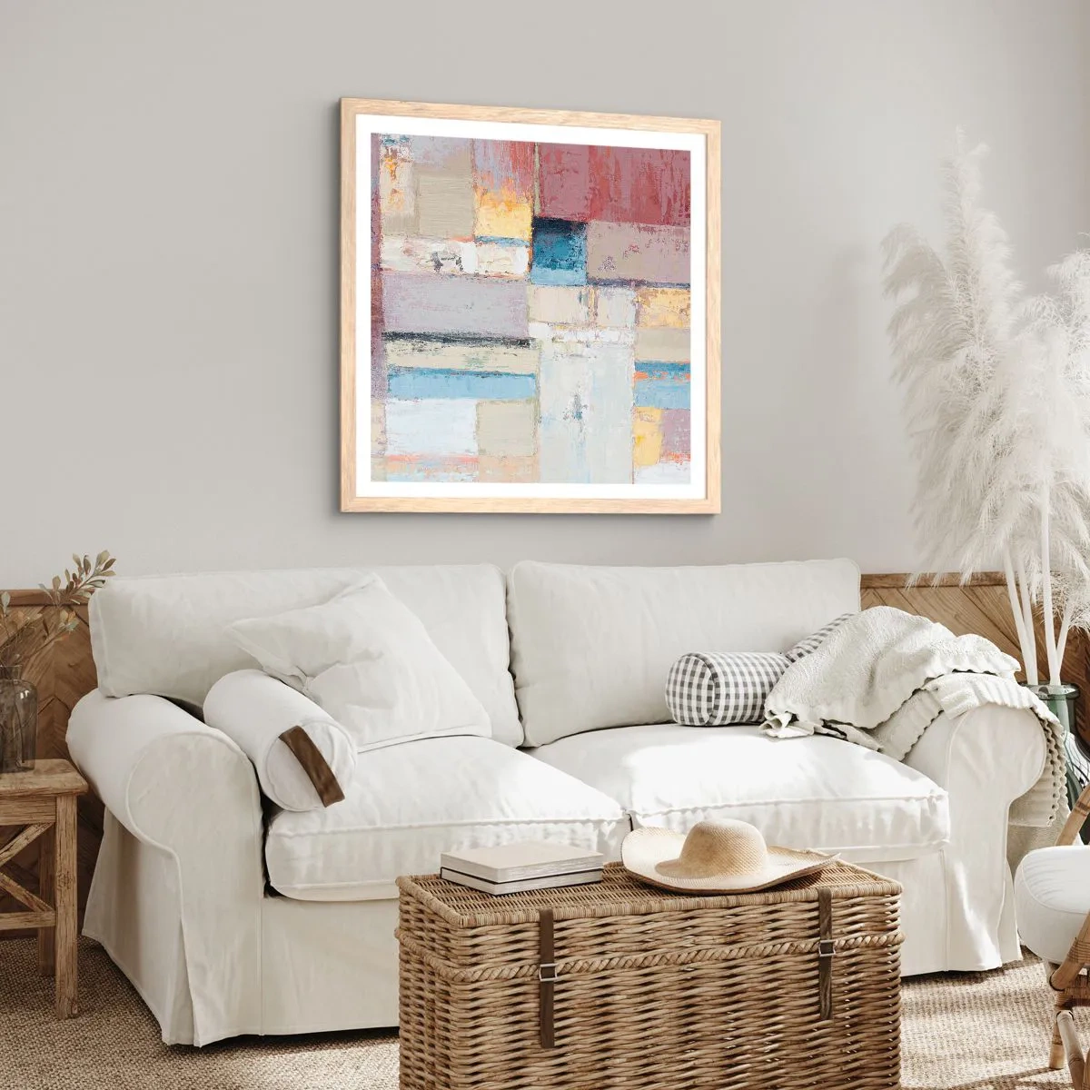 Poster in einem Rahmen aus heller Eiche - Ruhe der Geometrie - 60x60 cm