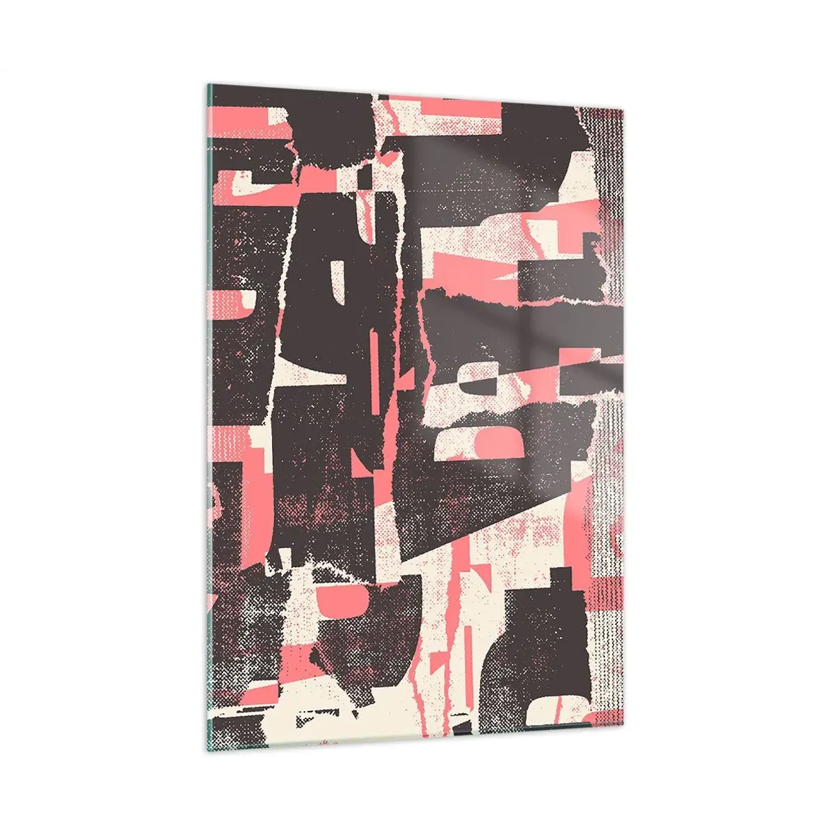 Glasbild - Bild auf glas - Moderne Abstraktion in Schwarz, Rot und Beige - 50x70cm - All dieser Lärm - Moderne Wanddekoration für Wohnzimmer und Schlafzimmer ARTTOR