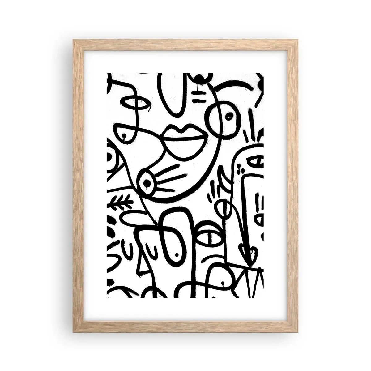 Poster in einem Rahmen aus heller Eiche - Gesichter und Luftspiegelungen - 30x40 cm