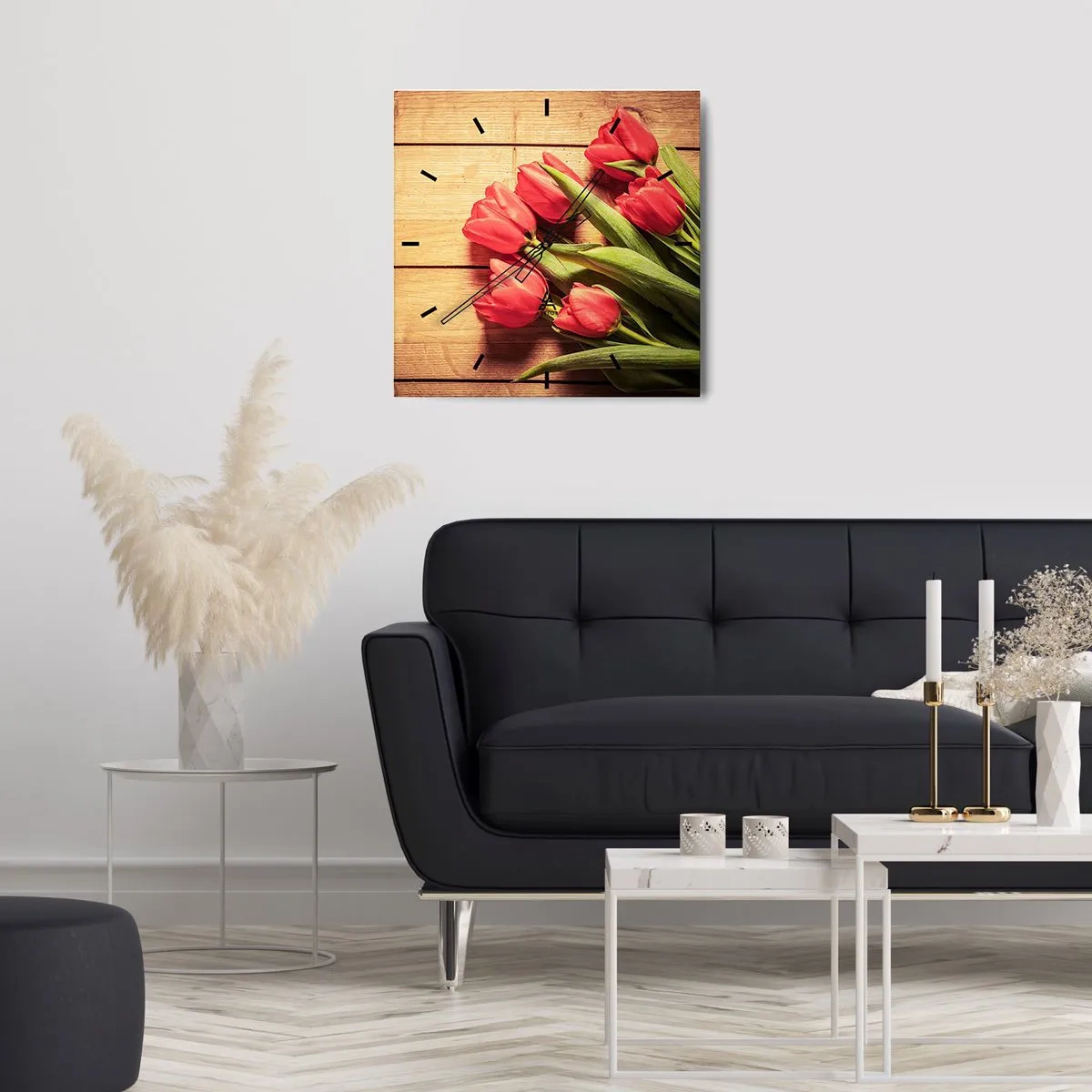 Wanduhr - Glasuhr - Frühlingsgeständnis - 30x30 cm