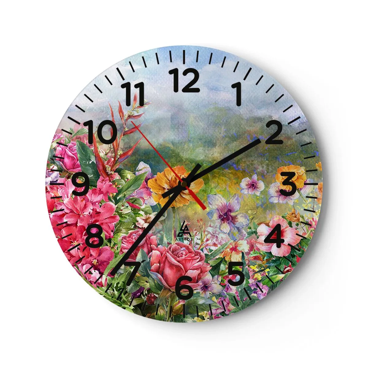 Wanduhr - Glasuhr - Ein Garten, der verrückt geworden ist - 40x40 cm