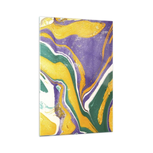 Glasbild - Bild auf glas - Abstraktes Marmormuster in lebendigen Farben - 70x100cm - Farbwellen - Moderne Wanddekoration für Wohnzimmer und Schlafzimmer ARTTOR