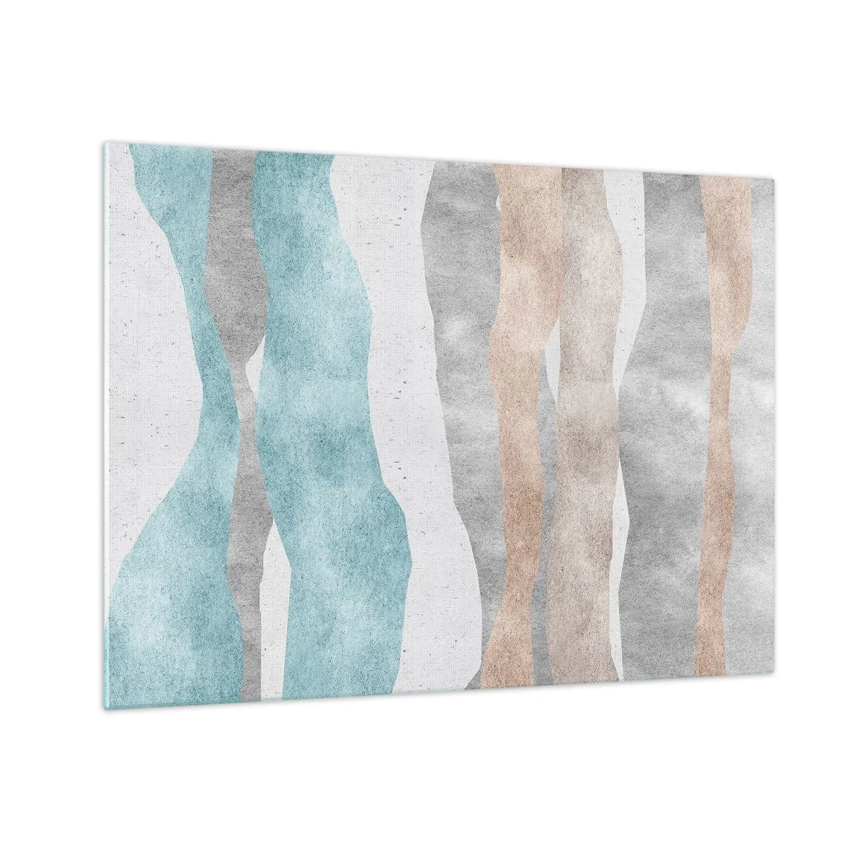 Glasbild - Bild auf glas - Zarte Streifen in Beige- und Blautönen - 70x50cm - Studie über Nähe - Moderne Wanddekoration für Wohnzimmer und Schlafzimmer ARTTOR