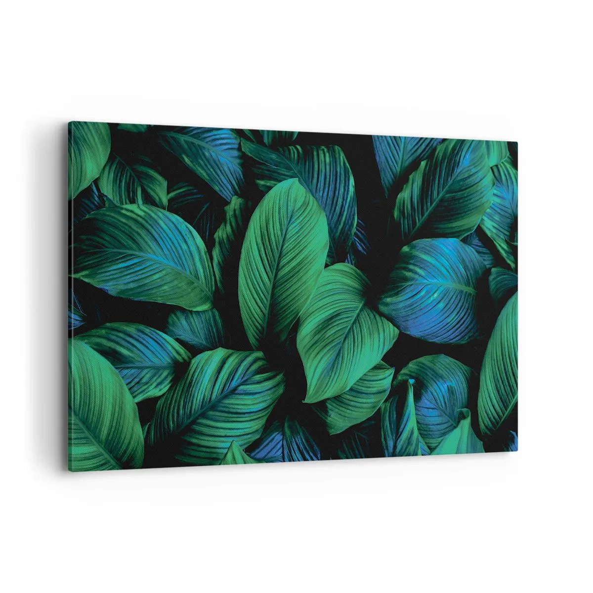 Bild auf Leinwand - Leinwandbild - Grüne Blätter im minimalistischen Stil - 120x80cm - In der grünen Menge - Moderne Wanddekoration für Wohnzimmer und Schlafzimmer ARTTOR