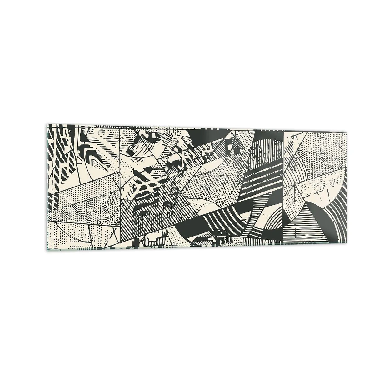 Glasbild - Bild auf glas - Geometrische abstrakte Muster in Grüntönen auf hellem Hintergrund - 140x50cm - Die Dynamik der Gegenwart - Moderne Wanddekoration für Wohnzimmer und Schlafzimmer ARTTOR