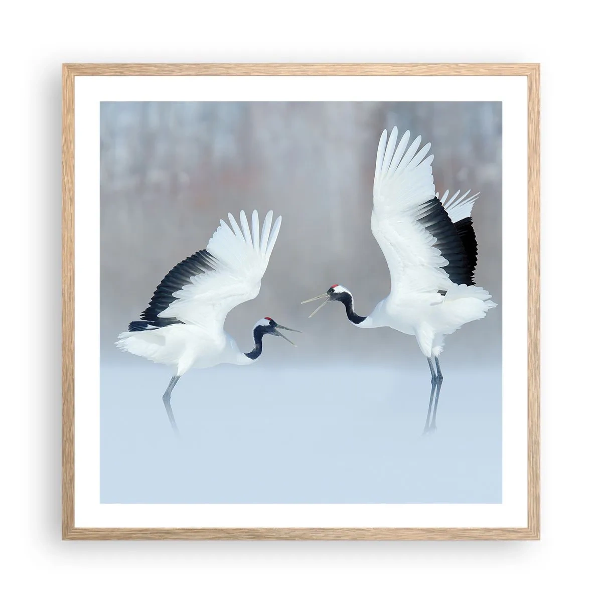 Poster in einem Rahmen aus heller Eiche - Tanz im Nebel - 60x60 cm