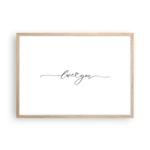 Poster in einem Rahmen aus heller Eiche - Schwarz auf weiß - 70x50 cm