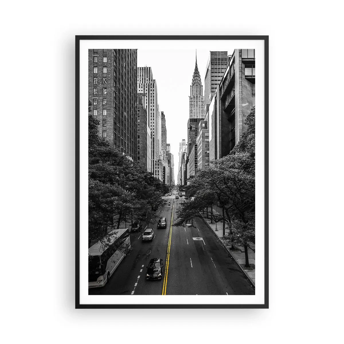 Poster in einem schwarzem Rahmen - New Yorker Morgen - 70x100 cm
