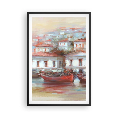 Poster in einem schwarzem Rahmen - Glückliche Stadt - 61x91 cm